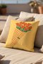 Orange Tulip Bouquet Patterned Decorative Throw Pillow Cover 43X43 cm Double Sided Yellow Background in a Cone - 3