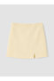 Yellow Zippered Waist Slit Mini Skirt - 5