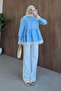 Leya Lace Detail Shirt Tunic Blue - 3