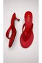 Women's Red Flip-Flop Heeled Slippers with Thin Straps, Stylish Casual Evening Dress Summer Sandals - 3