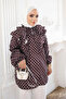 Brown Collared Tie-Dye Polka Dot Tunic