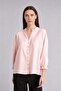 Ruffle Detailed V-Neck Long Sleeve Light Pink Shirt G8959Ax26Au