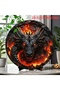 Round 20X20CM 2D Flat, 1pc Fire Breathing Dragon 3D Wall Art - Round Wrought Iron Decorative Sign wi - 8