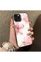 iPhone 15 Pro Compatible Silicone Edge Hard Back Case Couple Phone Case with Floral Pattern - 3