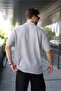 Painted Gray Overfit Striped Jacquard Men's Shirt E6770 - 2