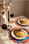 6-Piece Orange Embroidered Striped Linen Placemat Set |   Stain Resistant |   Modern Table Decor - 3