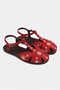 Utya Red Suede Leather Embroidery Detail Flat Sole Women's Sandals - 4