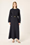 Belted pleated dress
