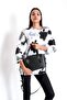 Women's Hand and Shoulder Bag with Logo, Patterned Detail, Double Handle, Zipper, Black - 2