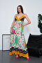 Full Length Straps Double Breasted Me Gathered Viscose Dress - 4