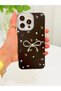 iPhone 15 Pro Max Case with Marbling Effect, 3D Bow and Floral Pattern, Raised Camera Cover - 7