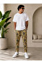Flat Leg Patterned Baggy Trousers with Elastic Waist