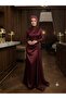 Burgundy Beaded Embroidered Ready-Made Evening Dress Turban - 4