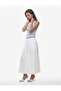 Linen Look Loose Fit Flared Skirt with Elastic Waist - 2