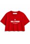 Women's Crop T-Shirt Hollywood Printed Oversize Relaxed Fit Short Tshirt - 3