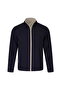 Navy Blue Slim Fit Judge Collar Coat