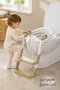 مقعد تدريب على استخدام المرحاض قابل للطي مع سلم وسادة ناعمة قابلة لتعديل الارتفاع