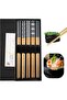 5 Pairs Natural Wooden Chopsticks Set Japanese Patterned Non-Slip Tip Boxed 22.5cm Chopstick Set - 3