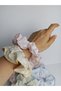 Women's Textured Floral Pattern Checkered Scrunchie Hair Clip Set of 2 - 4