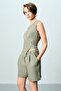 Asymmetrical Side Buttoned Linen Vest - 4