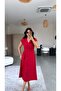 Red Zr Model Aerobin Fabric Buttoned Belted Dress - 3