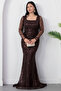 Square Neckline Long Sleeve Beaded Evening Dress 41231 - 3