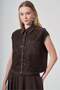 Women's Mesh Detail Vest Suit Brown 31425 - 3