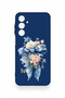 Samsung A16 Compatible Blue Ribbon Flower Pattern Silicone Case - 3
