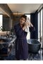 Unisex Waffle Pike Bathrobe |   100% Cotton |   Navy Blue Colored - 5