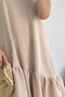 Keten Look Fabric Woven Dress with Adjustable Straps - 3