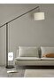 Creative Simple Atmosphere Standing Floor Lamp Cantilever Vertical Adjustable Balance Arm Natural Linen Drum Lampshade Matte Black Metal Pole Foot Switch - 4