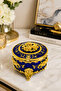 Round Colorful Gold Embroidered Jewelry Box - 2