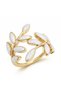 Adjustable Gold Plated White Colored Leaf Ring - 4