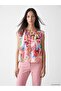 Lcw Studio Pink Tie-Neck Floral Blouse
