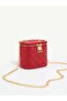 Lucia Red Mini Box Quilted Patterned Chain Strap Crossbody Women's Handbag and Shoulder Bag