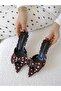 Lovely Women's Pointed Toe Bow Detailed Short Kitten Heel Slippers Sandals Polka Dot - 3