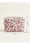 Pink Violet Patterned Quilted Handmade (Medium Size) Makeup Bag – Travel Bag - 5