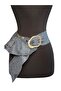 Textured Leather Belt with Flywheel Detail - Statement Design with Gold Buckle - 4