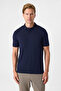 Navy blue regular fit polo neck t-shirt - 5