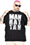 Mode XL Large Size T-Shirt Bis Collar Manhattan U26118 Black - 5