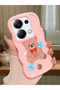 Redmi Note 13 Pro 4g Compatible Case Camera Protector Pink Silicone Couple Phone Case Bear Pattern