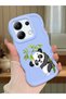 Redmi Note 13 4g Compatible Case Camera Protector Blue Silicone Couple Phone Case Panda Pattern