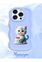 iPhone 15 Pro Compatible Case with Camera Protector Blue Silicone Couple Phone Case Cat Pattern - 2