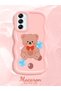 Samsung Galaxy A14 Compatible Case Camera Protector Pink Silicone Couple Phone Case Bear Pattern - 2