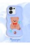 Oppo A6 Pro Compatible Case Camera Protector Blue Silicone Couple Phone Case Bear Pattern - 2