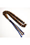 Afghan Musk Rosary 33 Beads 12x14.5mm Rich Brown Oval Prayer Beads 74g Blue & Brown Braided Tassel