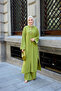 Women's Buttoned Waist-Tie Long Shirt Suit Pistachio Green - 2