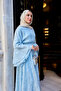 Women's Small Sequin Detail Floral Embroidered Lined Dress Light Blue - 3