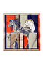 Modern Patterned Scarf Bandana with Horse Figure 70X70 cm - 2