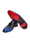 Dark Blue Color Laceless Genuine Leather Men's Shoes - 3
